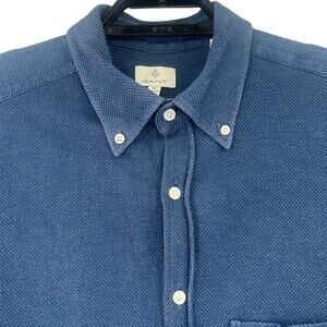 Gant Button Down Mens Shirt Sz XL Heritage Preppy Coastal Quiet Luxury Blue Dot
